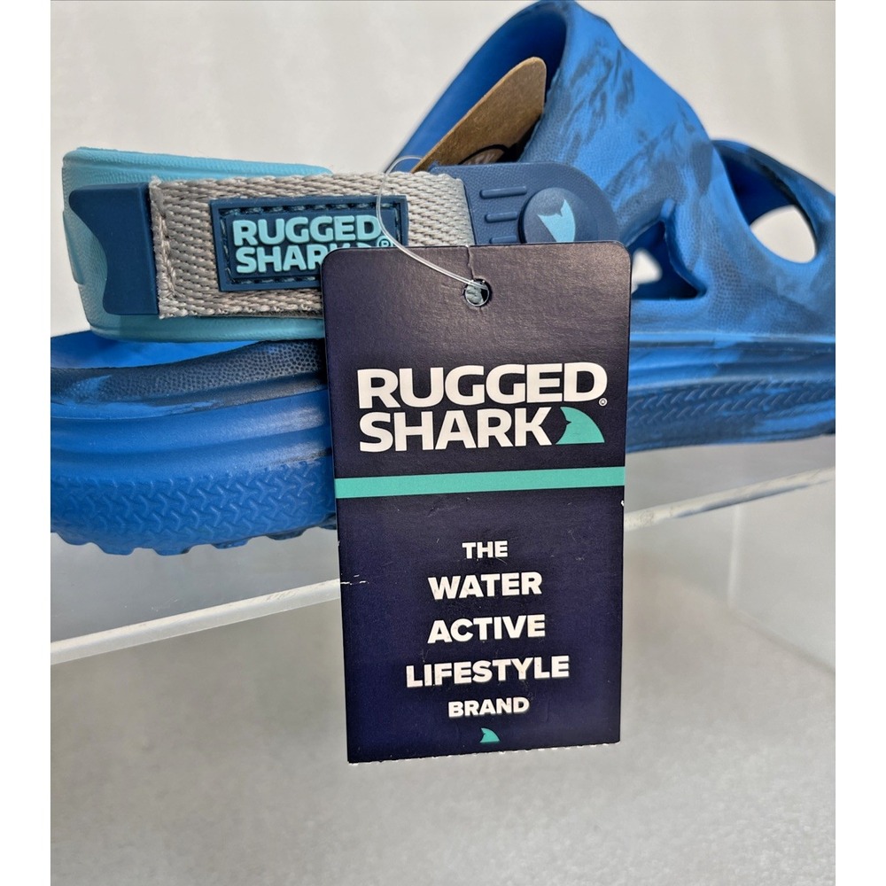 Rugged Shark Adventure Trail Blue Sandals Floatable Washable Boys Size 2 NEW - Picture 14 of 16